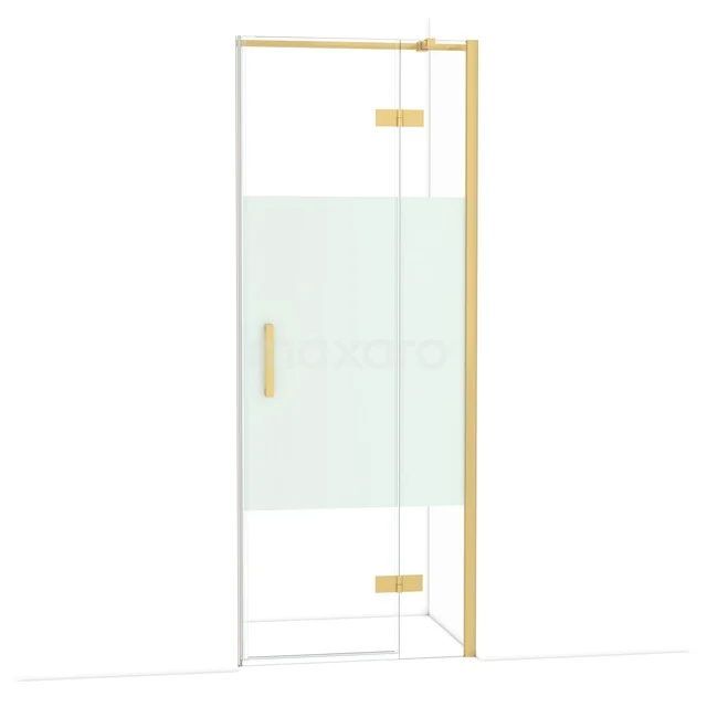 GlasduschTür mit Goldakzenten, schlichte Verarbeitung und modernem Design, perfekt für ein stilvolles Badezimmer.