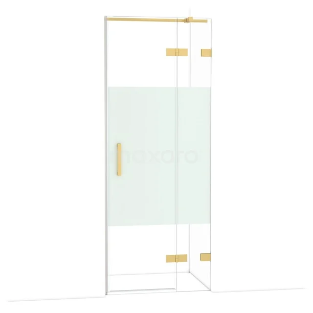 Diamant-Duschtüren DDB22351323GG Glasene Duschtür mit goldenen Scharnieren und Haltegriff, bietet eine luxuriöse Ergänzung zur modernen Badezimmergestaltung.