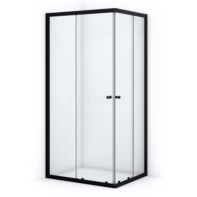 Duschkabine mit mattschwarzem Rahmen, Klarglas und Schiebetür, modernes Design. Perfekt für eine stilvolle Badezimmer Einrichtung.