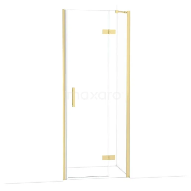 Diamond Douchedeur | 80 cm Lichtgoud Helder glas Draaideur DDB22352210LG Douchedeur met goudkleurige accenten, helder glas en modern design, ideaal voor een stijlvolle en luxe badkamer.