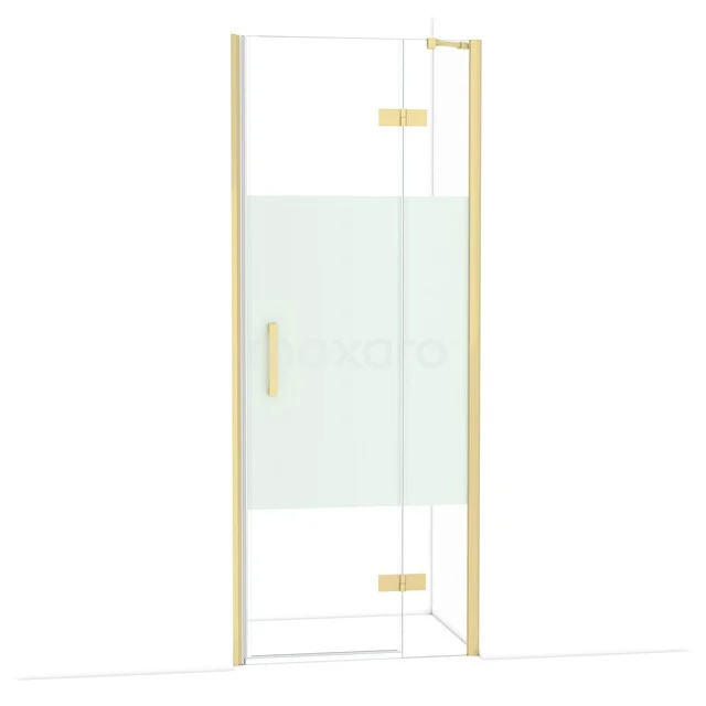 Goldene Duschtür mit mattem Glas, elegantes Design und hochwertige Verarbeitung, ideal für ein modernes Badezimmer.