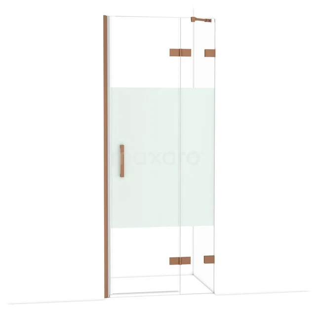 Diamond Duschtür | 80 cm Kupfer Klar mit matter Streifen Drehtür DDB22352223KP Glas Duschwand mit Messing Scharnieren und Mattglasdetails, modernes Design für eine stilvolle Badezimmerabwicklung.
