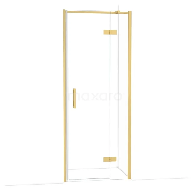 Diamond Duschtür | 80 cm Gold Klarglas Drehtür DDB22352310GG Goldfarbene Duschtür mit Eckeinstieg und Glasplatten, ideal für eine moderne Badezimmergestaltung.