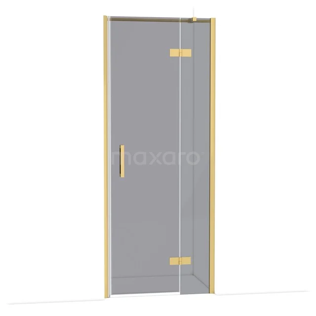 Diamond Douchedeur | 80 cm Goud Rookglas Draaideur DDB22352311GG Glazen douchedeur met goudkleurig frame en scharnieren, strak design, ideaal voor moderne badkamers.