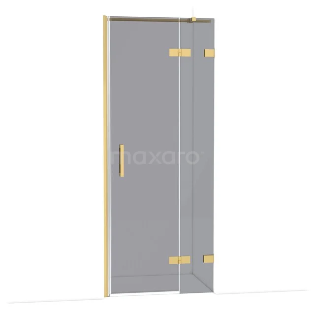 Diamond Douchedeur | 80 cm Goud Rookglas Draaideur DDB22352321GG Glazen douchedeur met gouden scharnieren en handgreep, modern design, past perfect in elke luxe badkamer.