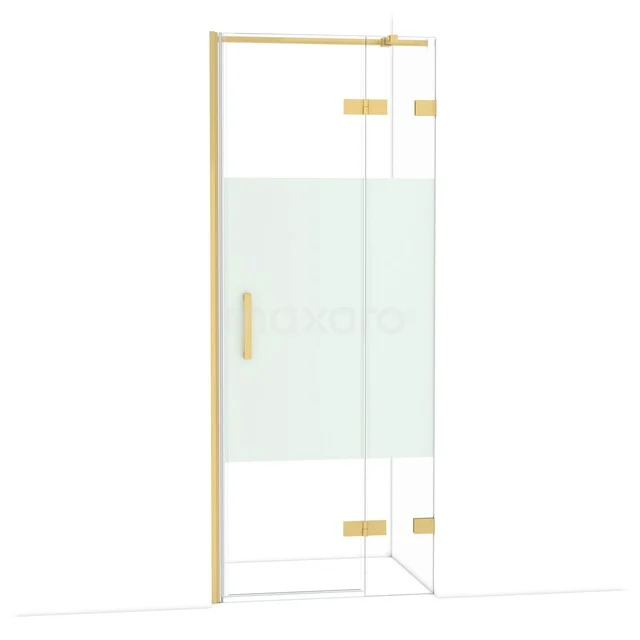 Diamond Douchedeur | 80 cm Goud Helder met matte strook Draaideur DDB22352323GG Glazen douchedeur met goudkleurige accenten, mat glasdetail en minimalistisch design voor een luxe uitstraling in de badkamer.