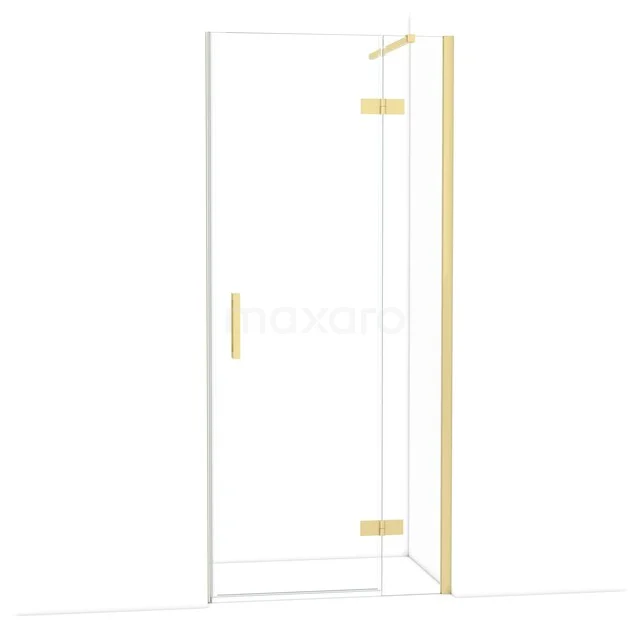 Diamond Duschtür | 90 cm Helles Gold Klarglas Drehtür DDB22361110LG Glasene Duschtür mit goldfarbenen Scharnieren und Haltegriff, ideal für einen luxuriösen Badezimmerstil.
