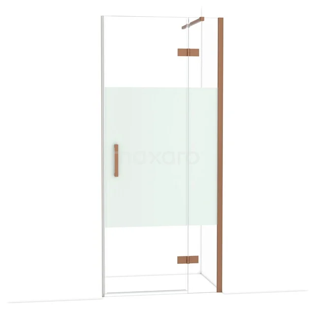 Glasene Duschtür mit matt weißen Mittelpaneel, rostfreien Details und hölzernen Akzenten, ideale Luxus Ergänzung zum Badezimmer.