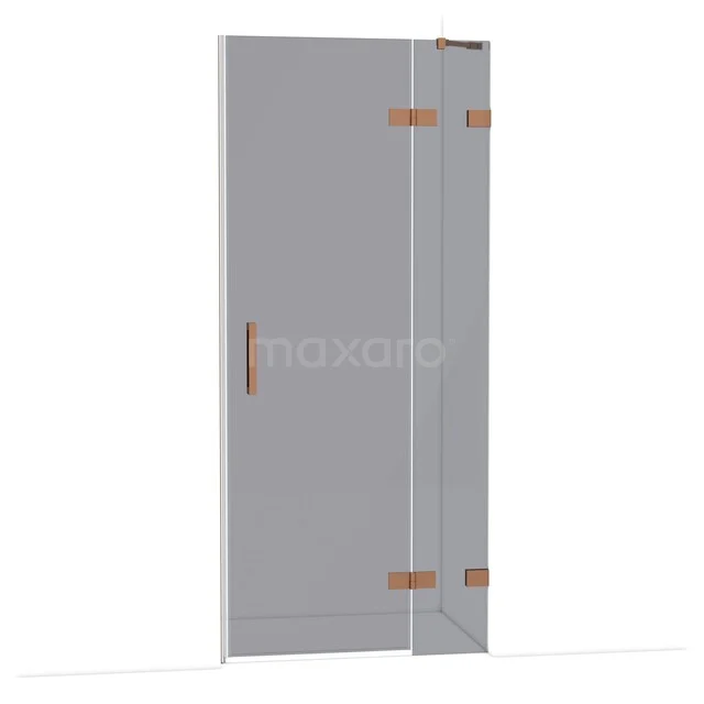 Diamond Duschtür | 90 cm Kupfer Rauchglas Drehtür DDB22361221KP Glasdusch Tür mit kupferfarbenen Scharnieren, minimalistisches Design für moderne Bäder.