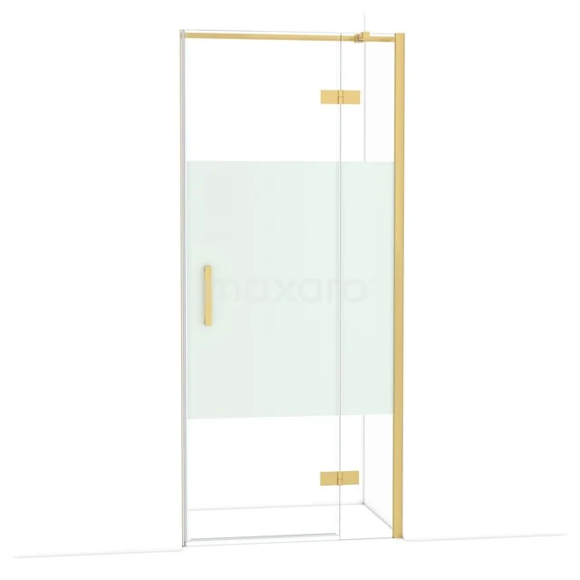 Diamond Duschtür | 90 cm Gold Klar mit matter Streifen Drehtür DDB22361313GG Glasdouchedeur mit goldfarbenem Rahmen, Scharnieren und Haltegriff, modernes Design für ein stilvolles Badezimmer.