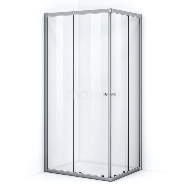 Ruby Essence Duschkabine | 90x80 cm Chrom Schiebetür Rechteck L2805-0908CN Eck-Duschkabine mit transparentem Glas und silberfarbenem Rahmen, platzsparendes Design, ideal für moderne Bäder.