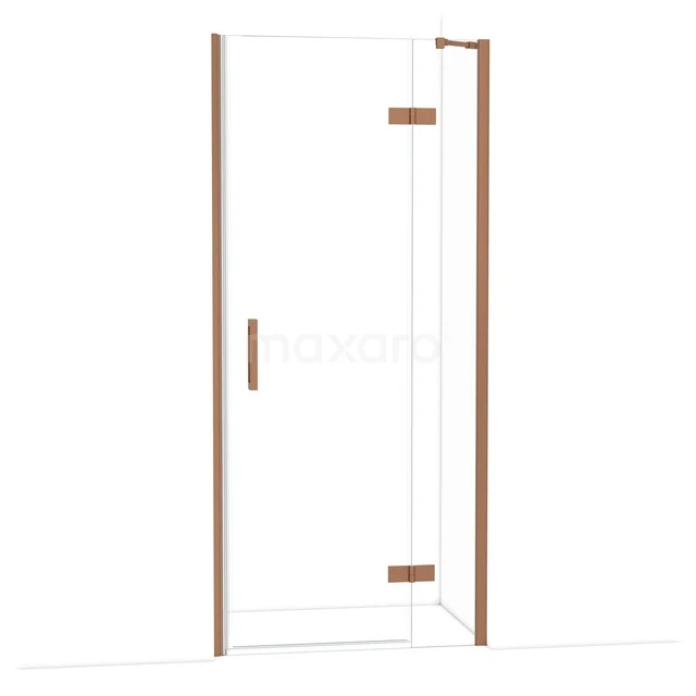 Diamond Duschtür | 90 cm Kupfer Klarglas Drehtür DDB22362210KP Duschtür mit kupferfarbenen Details, vollständig aus Glas, ideal für einen modernen Badezimmerstil.