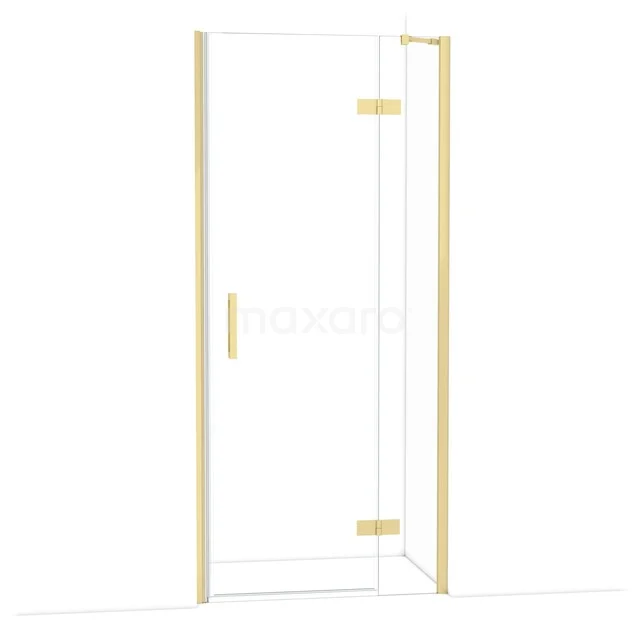 Diamond Duschtür | 90 cm Helles Gold Klarglas Drehtür DDB22362210LG Glasdusche mit goldfarbenen Scharnieren und Haltegriff, minimalistisches Design für einen luxuriösen Badezimmerstil.