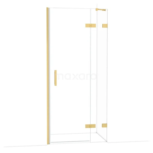 Diamond Shower door | 90 cm Gold Clear glass Pivot door DDB22362220GG Glazen douchedeur met gouden scharnieren en handgreep, modern design, ideaal voor een stijlvolle badkamer inrichting.