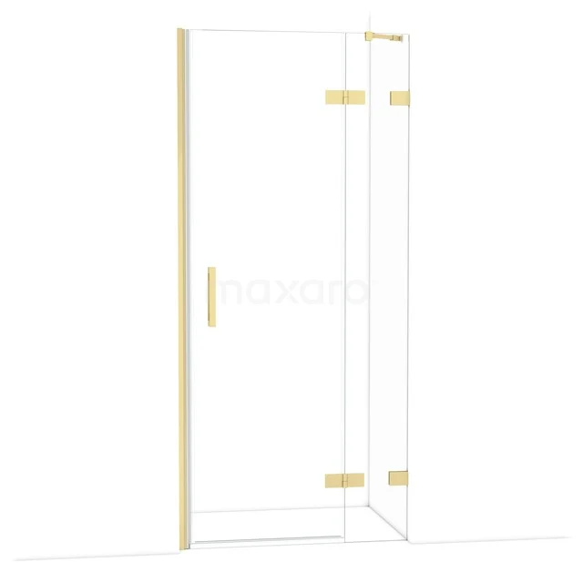 Diamond Shower door | 90 cm Light gold Clear glass Pivot door DDB22362220LG Glazen douchedeur met goudkleurige details, strak design, perfect als stijlvolle badkamerrenovatie.