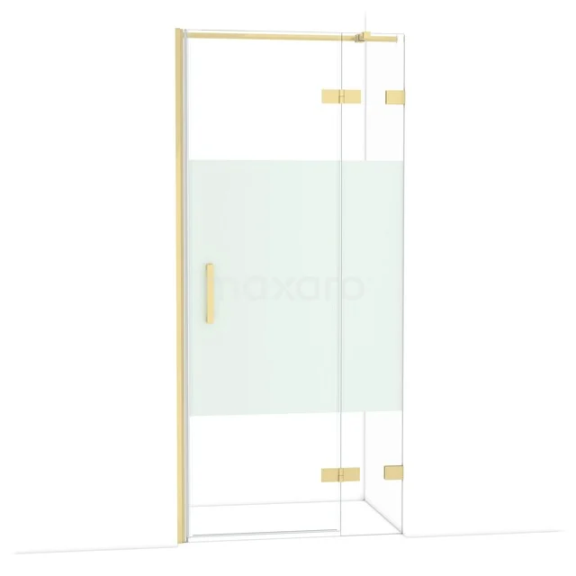 Diamant-Duschtüren DDB22362323LG Goldene Duschtür mit transparentem Glas und mattem weißen Mittelpaneel, luxuriöse Bäder-Serie aus robustem Sicherheitsglas.
