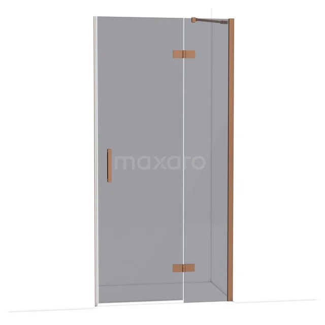 Diamond Shower door | 100 cm Copper Smoke glass Pivot door DDB22461211KP Glass shower door with copper-coloured hinges and handle, modern design series, suitable for luxury bathrooms.