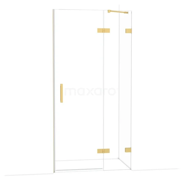 Diamant-Duschtüren DDB22461220GG Glas Duschwand mit goldfarbenen Scharnieren und Haltegriff, modernes Design, ideal für stilvolle Badezimmer.