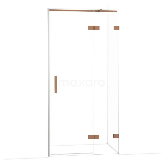Diamond Duschtür | 100 cm Kupfer Klarglas Drehtür DDB22461320KP Glasene Duschtür mit kupferfarbenen Akzenten, elegantes Design, ideal als stilvolle Ergänzung zu einem modernen Badezimmer.