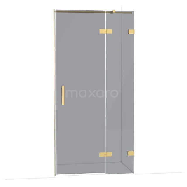Diamond Shower door | 100 cm Gold Smoke glass Pivot door DDB22461321GG Glass shower door with gold hinges and handle, luxury design for modern bathrooms.
