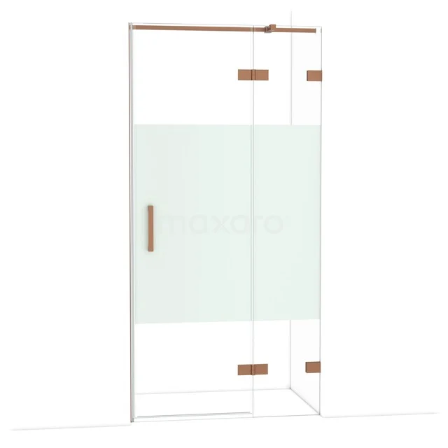 Diamant-Duschtüren DDB22461323KP Glasdusch Tür mit silberfarbenem Rahmen, satiniertem Glas Detail und Messingakzenten, ideal für ein stilvolles Badezimmer.