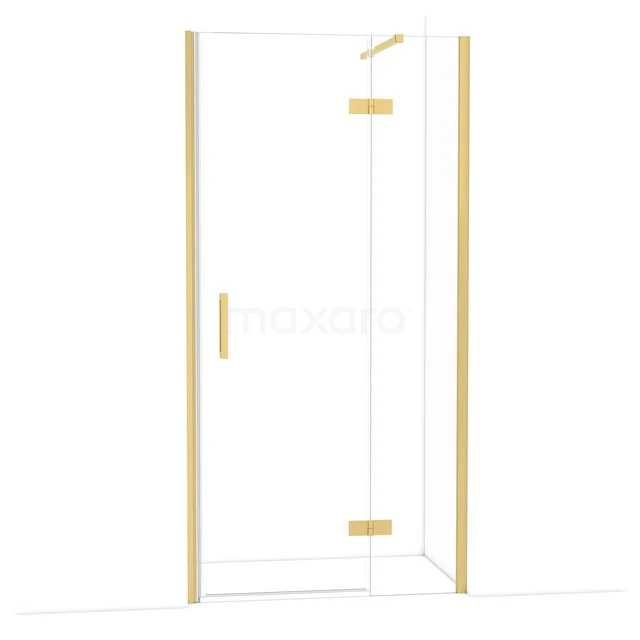 Diamond Douchedeur | 100 cm Goud Helder glas Draaideur DDB22462110GG Glazen douchedeur met gouden accenten, hoekvormig design, ideaal voor luxe badkamers.