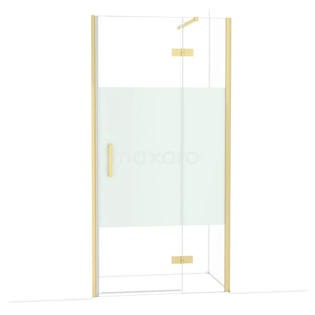 Diamond Duschtür | 100 cm Helles Gold Klar mit matter Streifen Drehtür DDB22462113LG Glas Duschtür mit goldfarbenen Scharnieren, mattem Satin Glas und stilvollem Handgriff, ideal für luxuriöse Badezimmergestaltung.