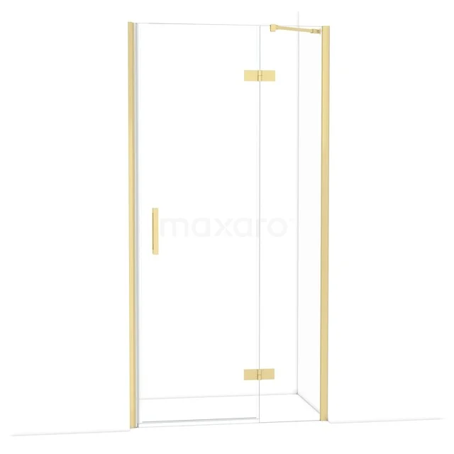 Diamond Duschtür | 100 cm Helles Gold Klarglas Drehtür DDB22462210LG Glasdouchedeur mit goldfarbenen Scharnieren und Haltegriff, geeignet für luxuriöse Badezimmerinterieurs.