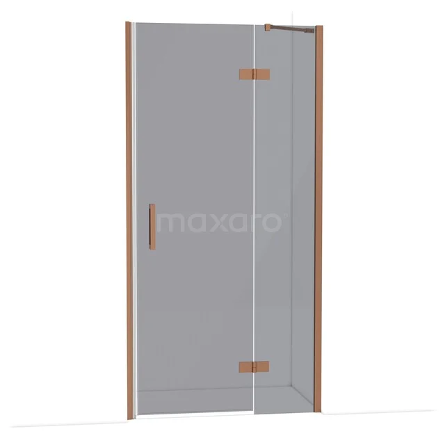 Diamond Douchedeur | 100 cm Koper Rookglas Draaideur DDB22462211KP Glazen douchedeur met houtkleurige omlijsting, draaimechanisme en minimalistisch design, perfect voor moderne badkamers.