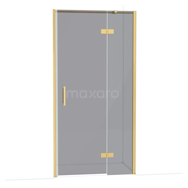 Diamond Shower door | 100 cm Gold Smoke glass Pivot door DDB22462311GG Glazen douchedeur met goudkleurig frame en elegante handgreep, ideaal als stijlvolle toevoeging aan elke moderne badkamer.