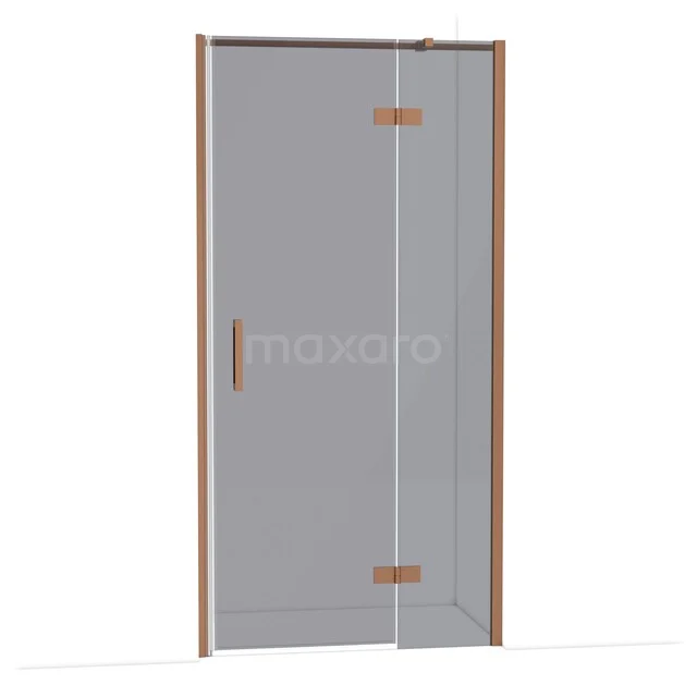 Diamond Shower door | 100 cm Copper Smoke glass Pivot door DDB22462311KP Glazen douchedeur met bronskleurige scharnieren en handgreep, modern design, ideaal voor een elegante badkamer.