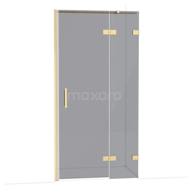 Diamond Douchedeur | 100 cm Lichtgoud Rookglas Draaideur DDB22462321LG Glazen douchedeur met goudkleurige scharnieren en handgreep, ideaal voor een moderne badkamerstijl.