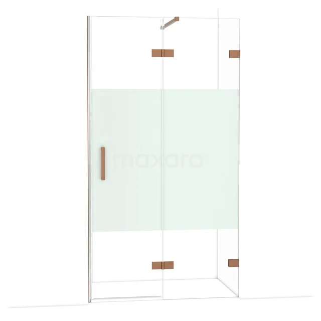 Diamond Duschtür | 110 cm Kupfer Klar mit matter Streifen Drehtür DDB22651123KP Glasdouchedeur, Klarglas mit mattem Mittelbereich, moderne Kupferdetails, perfekt für ein luxuriöses Badezimmer.