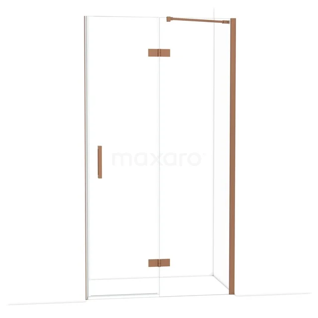 Diamond Douchedeur | 110 cm Koper Helder glas Draaideur DDB22651210KP Glazen douchehoek met koperkleurige accenten, moderne afwerking en strak design, perfect voor een stijlvolle badkamer.