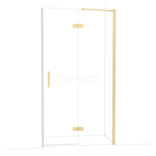 Diamond Shower door | 110 cm Light gold Clear glass Pivot door DDB22651210LG Glazen douchedeur met gouden scharnieren, moderne vormgeving, perfect voor een stijlvolle badkamer inrichting.