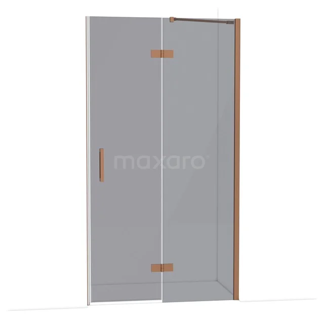 Duschtür mit klarem Design, Klarglas und kupferfarbenen Details, perfekt für eine moderne Badezimmer Einrichtung.