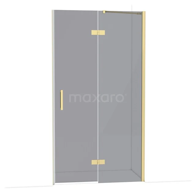 Diamond Douchedeur | 110 cm Lichtgoud Rookglas Draaideur DDB22651211LG Glazen douchedeur met goudkleurige scharnieren en handgreep, modern design voor stijlvolle badkamerinrichting.