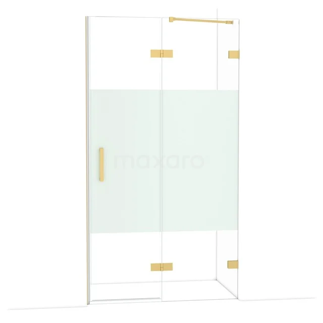 Diamond Duschtür | 110 cm Gold Klar mit matter Streifen Drehtür DDB22651223GG Glasene Duschwand mit goldfarbenen Scharnieren und mattem Glaspaneel, perfekt für einen modernen Badezimmerstil.