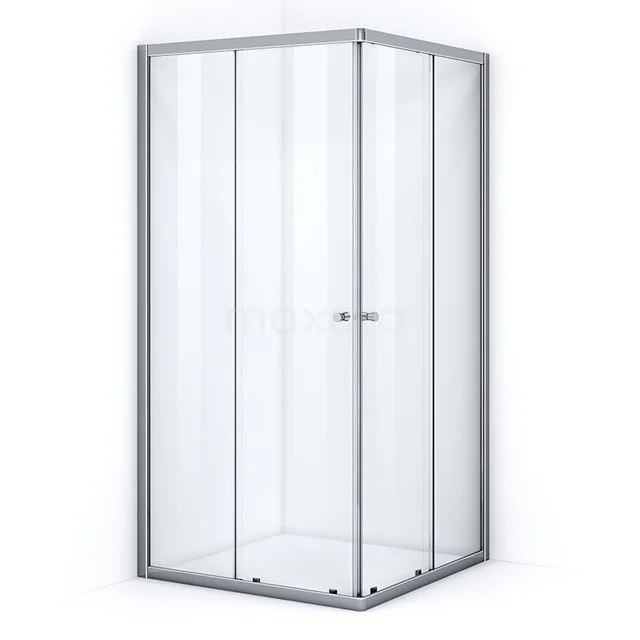 Stylish square shower enclosure with glass panels and an aluminium frame, ideal for modern bathrooms.