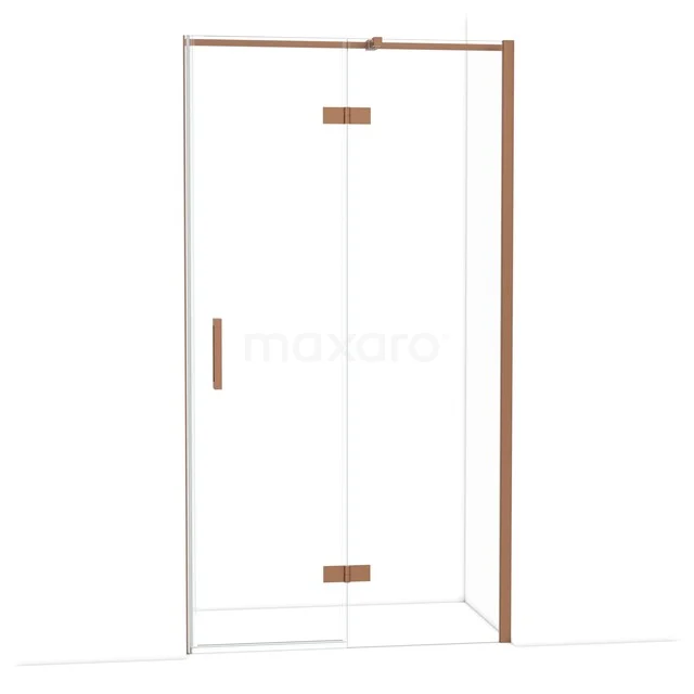 Diamond Shower door | 110 cm Copper Clear glass Pivot door DDB22651310KP Glazen douchedeur met koperkleurige accenten, strakke vormgeving en draaideur, perfect voor een moderne badkamer.