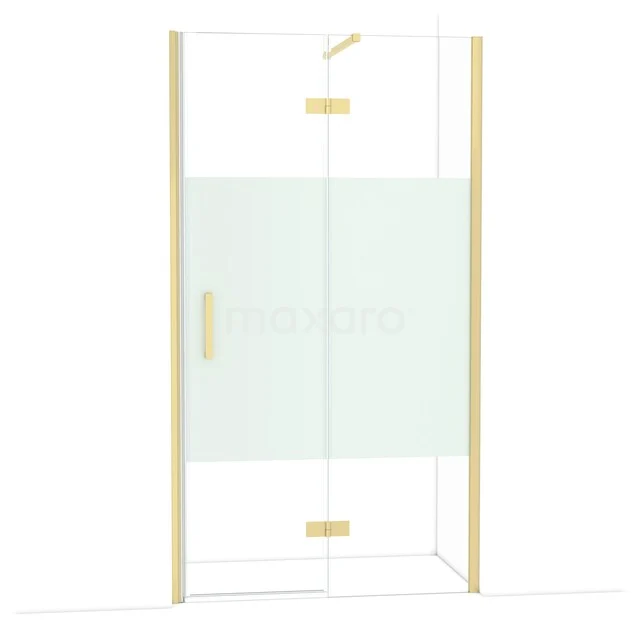 Glas Duschwand mit goldfarbenen Akzenten, modernes Design, perfekt als stilvolle Ergänzung für jedes Badezimmer.
