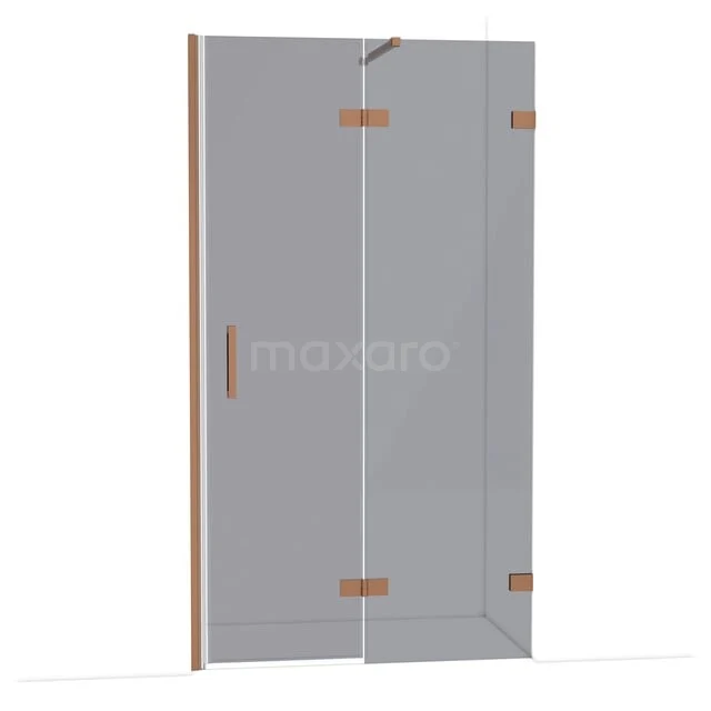 Diamond Douchedeur | 110 cm Koper Rookglas Draaideur DDB22652121KP Glazen douchedeur met koperen scharnieren, modern design en strak afgewerkt, perfect voor luxe badkamers.