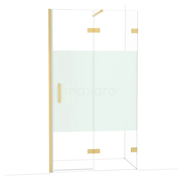 Diamond Douchedeur | 110 cm Goud Helder met matte strook Draaideur DDB22652123GG Douchecabine met gouden accenten, helder glas en mat strookdetail, stijlvolle toevoeging voor luxe badkamers.