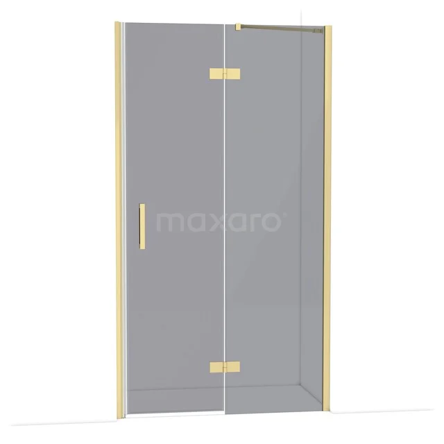 Diamond Douchedeur | 110 cm Lichtgoud Rookglas Draaideur DDB22652211LG Glazen douchedeur met goudkleurige scharnieren en handgreep, modern design, ideaal voor een stijlvolle badkamerrenovatie.