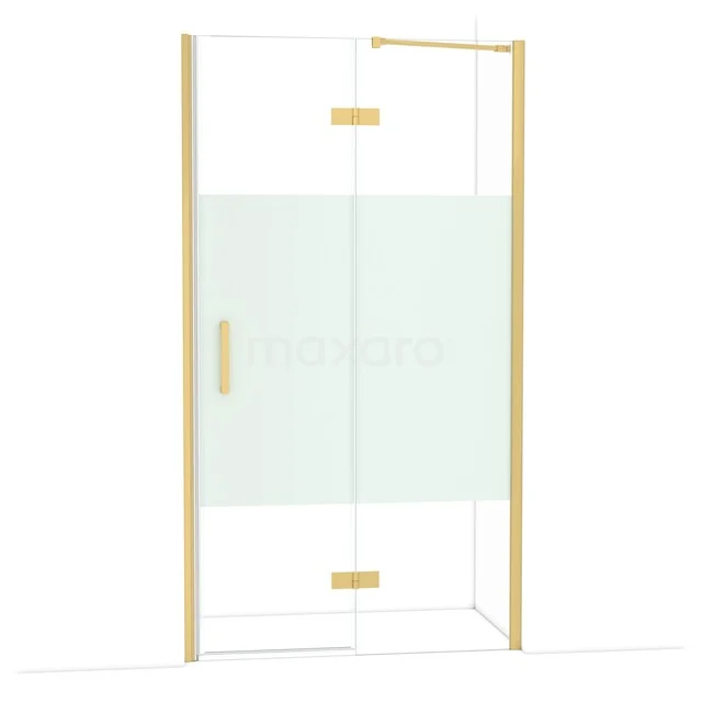 Diamant-Duschtüren DDB22652213GG Goldene Duschtür mit Klarglas und Matt Weiß Paneel, schlichte Designlinie, ideal für einen modernen Badezimmerstil.