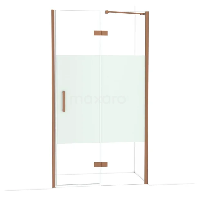 Diamant-Duschtüren DDB22652213KP Duschwand mit kupferfarbenem Rahmen, transparentem Glas und matter Streifen. Stilvolle Ergänzung für jedes moderne Badezimmer.