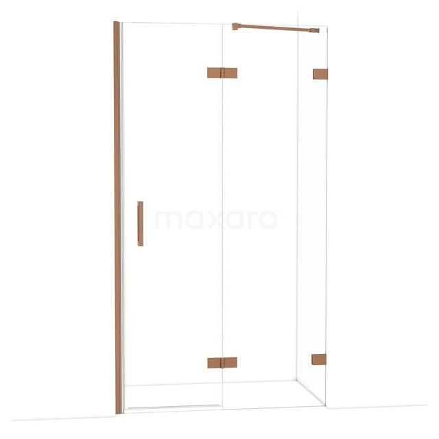 Diamant-Duschtüren DDB22652220KP Duschkabine mit gläsernen Wänden, roségoldenen Scharnieren und Haltegriff, elegantes Design für ein modernes Badezimmer.