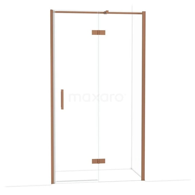 Diamond Douchedeur | 110 cm Koper Helder glas Draaideur DDB22652310KP Douchedeur met koperkleurige afwerking, strak design en helder glas, ideaal voor een moderne badkamer.