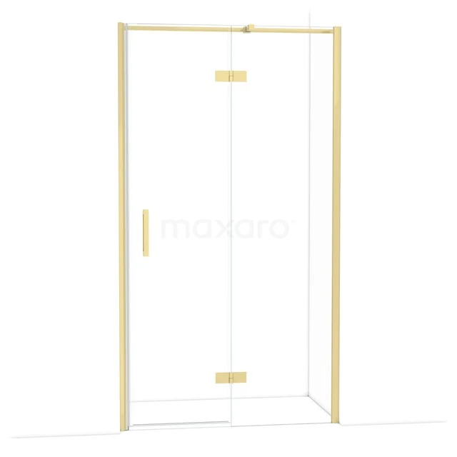 Diamond Shower door | 110 cm Light gold Clear glass Pivot door DDB22652310LG Gouden douchecabine met strakke glazen deuren en minimalistisch design, ideaal voor een moderne badkamer.