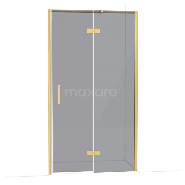 Glas Duschtür mit goldenen Akzenten, minimalistisches Design, perfekt für einen luxuriösen Badezimmerstil.